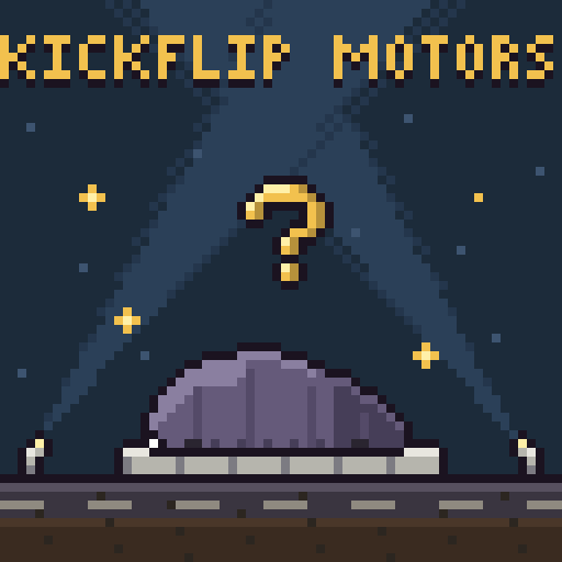 A car under a sheet on the reveal stage, spotlights sweeping, a gold question mark above it